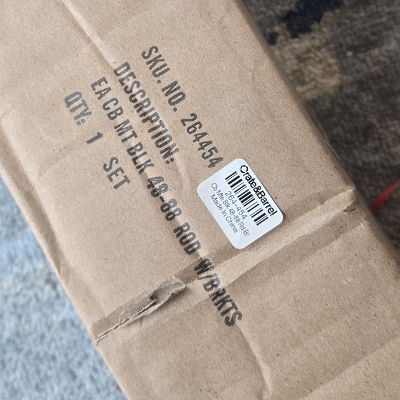 Crate&Barrel Black Curtain Rod Brackets Set 48-88 Inches Inches